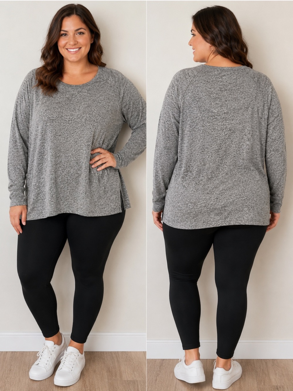 Calvin Klein Performance Gray Marled Long Sleeve Top 2X